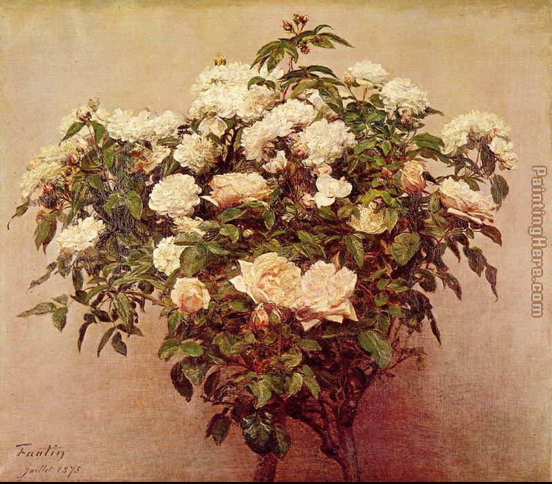 Rose Trees White Roses painting - Henri Fantin-Latour Rose Trees White Roses art painting